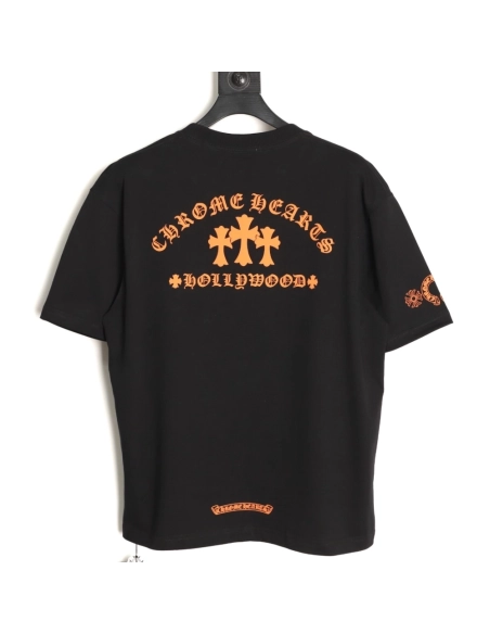 Chrome Hearts Orange Cross Print Short-Sleeve T-Shirt TSK1,Chrome Hearts