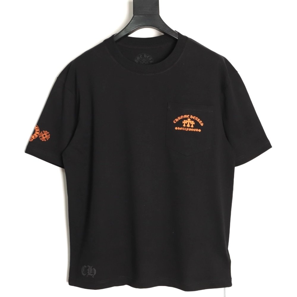 Chrome Hearts Orange Cross Print Short-Sleeve T-Shirt TSK1,Chrome Hearts