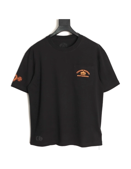 Chrome Hearts Orange Cross Print Short-Sleeve T-Shirt TSK1,Chrome Hearts
