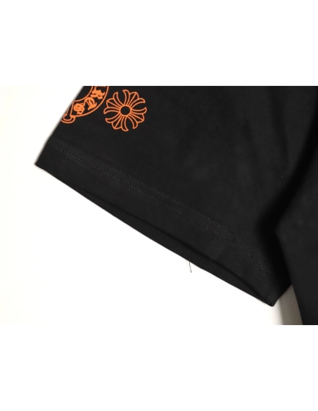 Chrome Hearts Orange Cross Print Short-Sleeve T-Shirt TSK1,Chrome Hearts