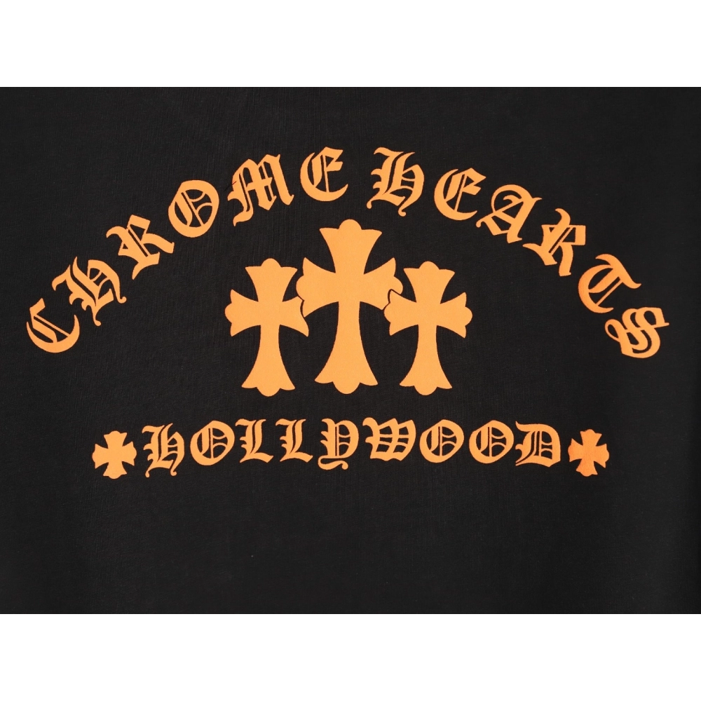 Chrome Hearts Orange Cross Print Short-Sleeve T-Shirt TSK1,Chrome Hearts