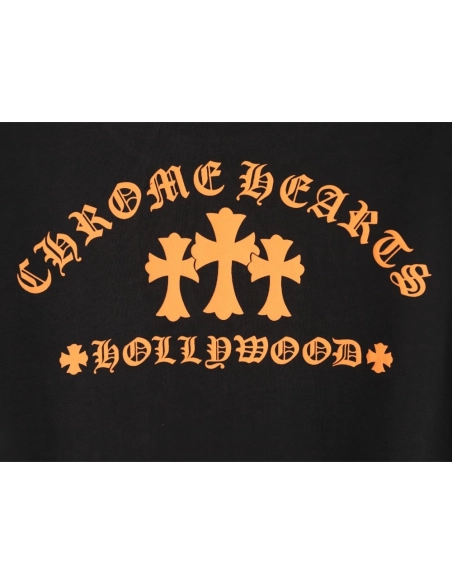 Chrome Hearts Orange Cross Print Short-Sleeve T-Shirt TSK1,Chrome Hearts