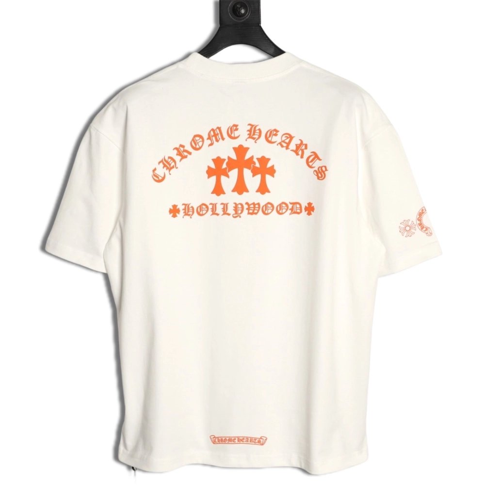 Chrome Hearts Orange Cross Print Short-Sleeve T-Shirt,Chrome Hearts