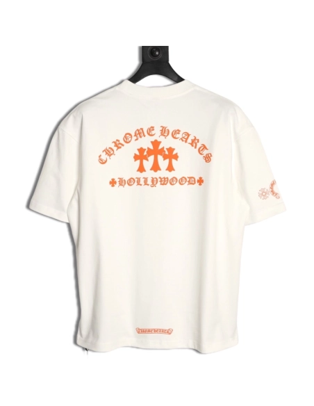 Chrome Hearts Orange Cross Print Short-Sleeve T-Shirt,Chrome Hearts