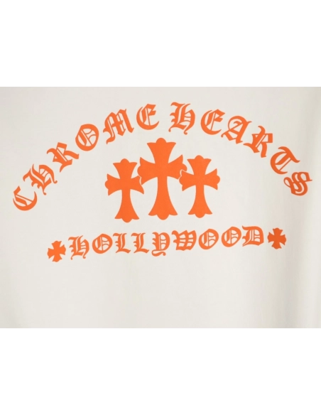 Chrome Hearts Orange Cross Print Short-Sleeve T-Shirt,Chrome Hearts