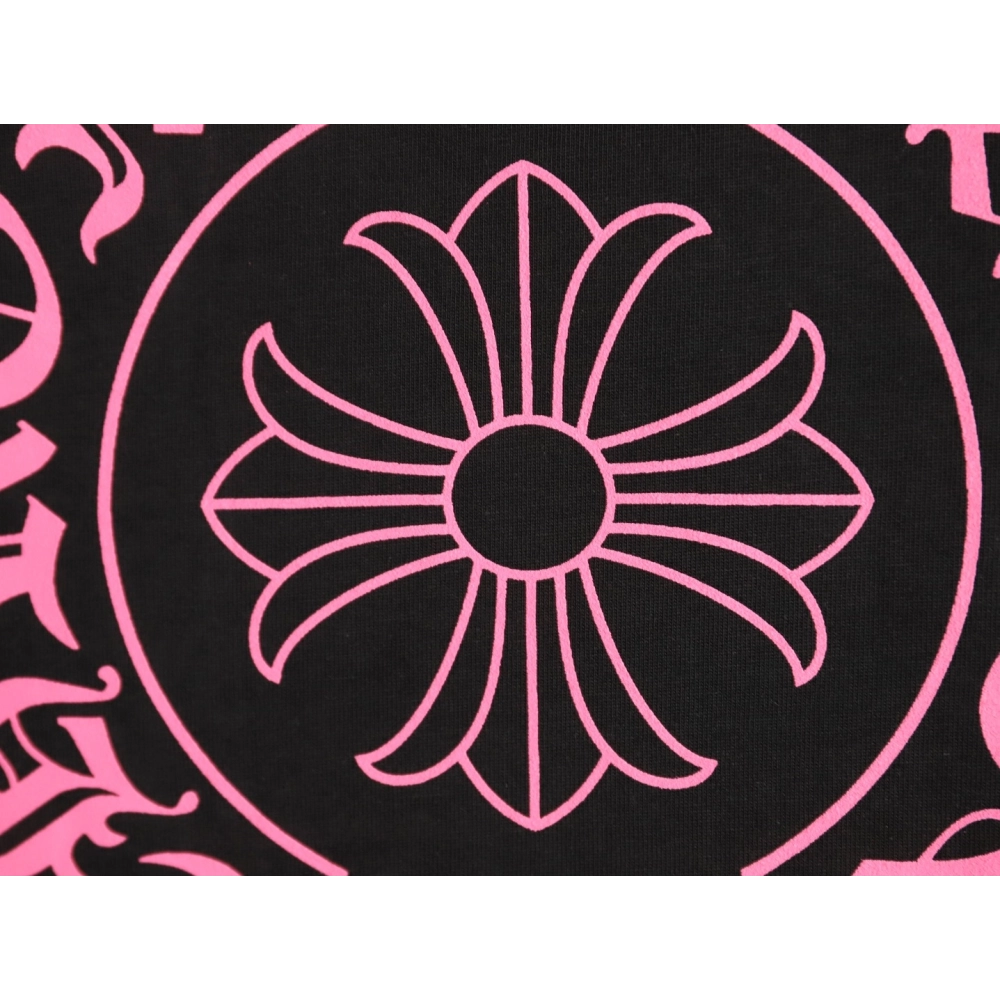 Chrome Hearts Pink Horseshoe Cross Print Short-Sleeve T-Shirt TSK1,Chrome Hearts