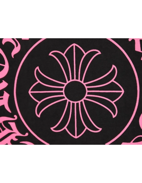Chrome Hearts Pink Horseshoe Cross Print Short-Sleeve T-Shirt TSK1,Chrome Hearts