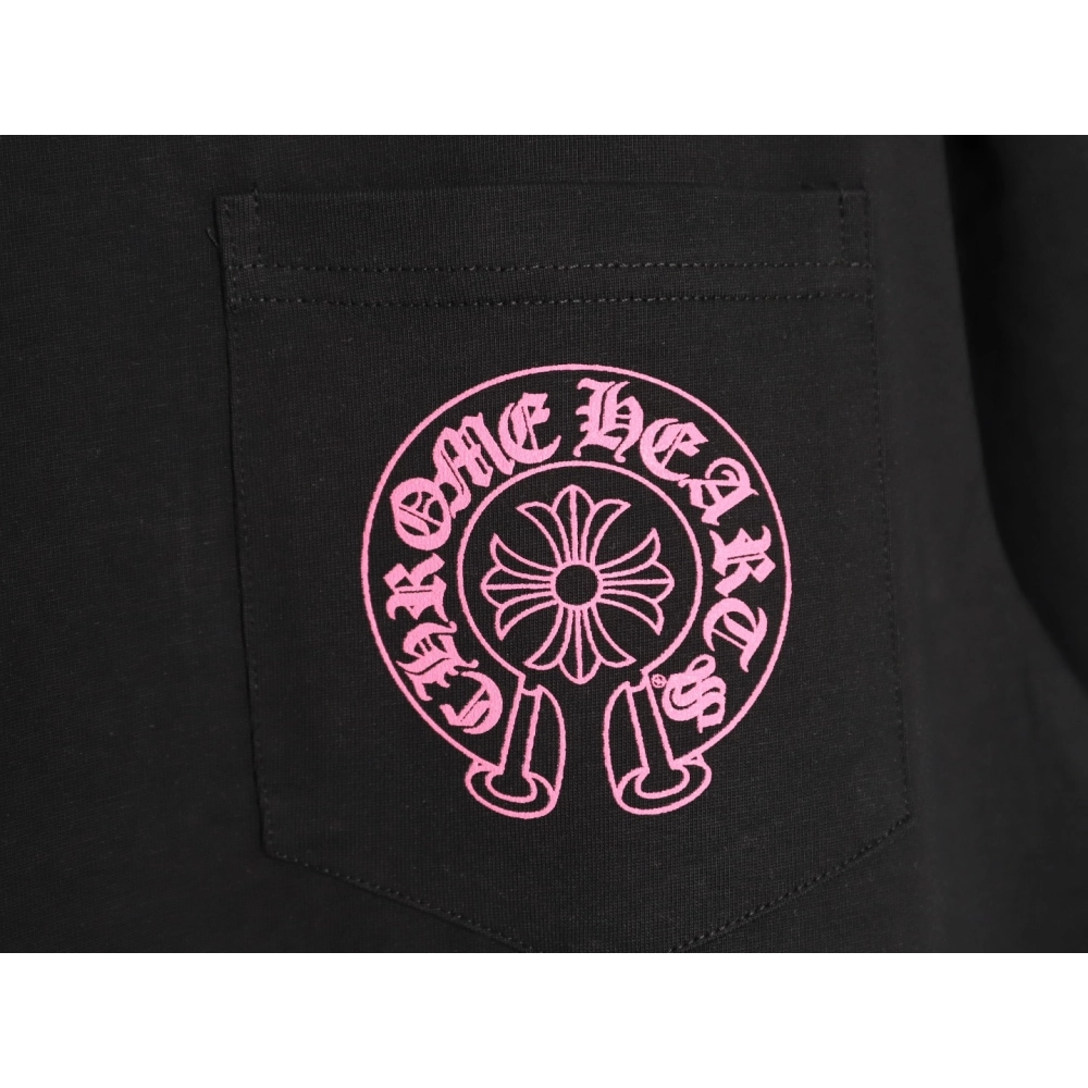 Chrome Hearts Pink Horseshoe Cross Print Short-Sleeve T-Shirt TSK1,Chrome Hearts
