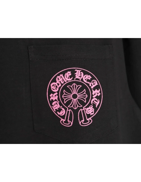 Chrome Hearts Pink Horseshoe Cross Print Short-Sleeve T-Shirt TSK1,Chrome Hearts