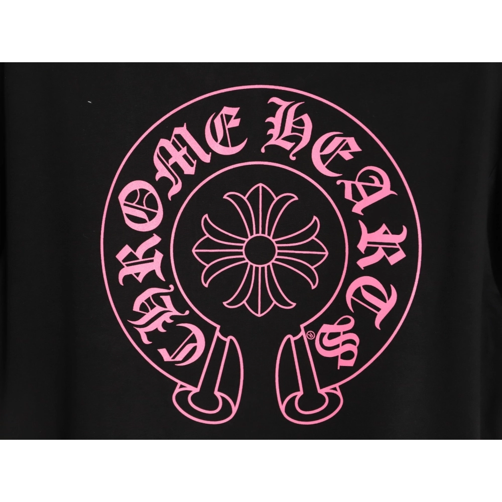 Chrome Hearts Pink Horseshoe Cross Print Short-Sleeve T-Shirt TSK1,Chrome Hearts