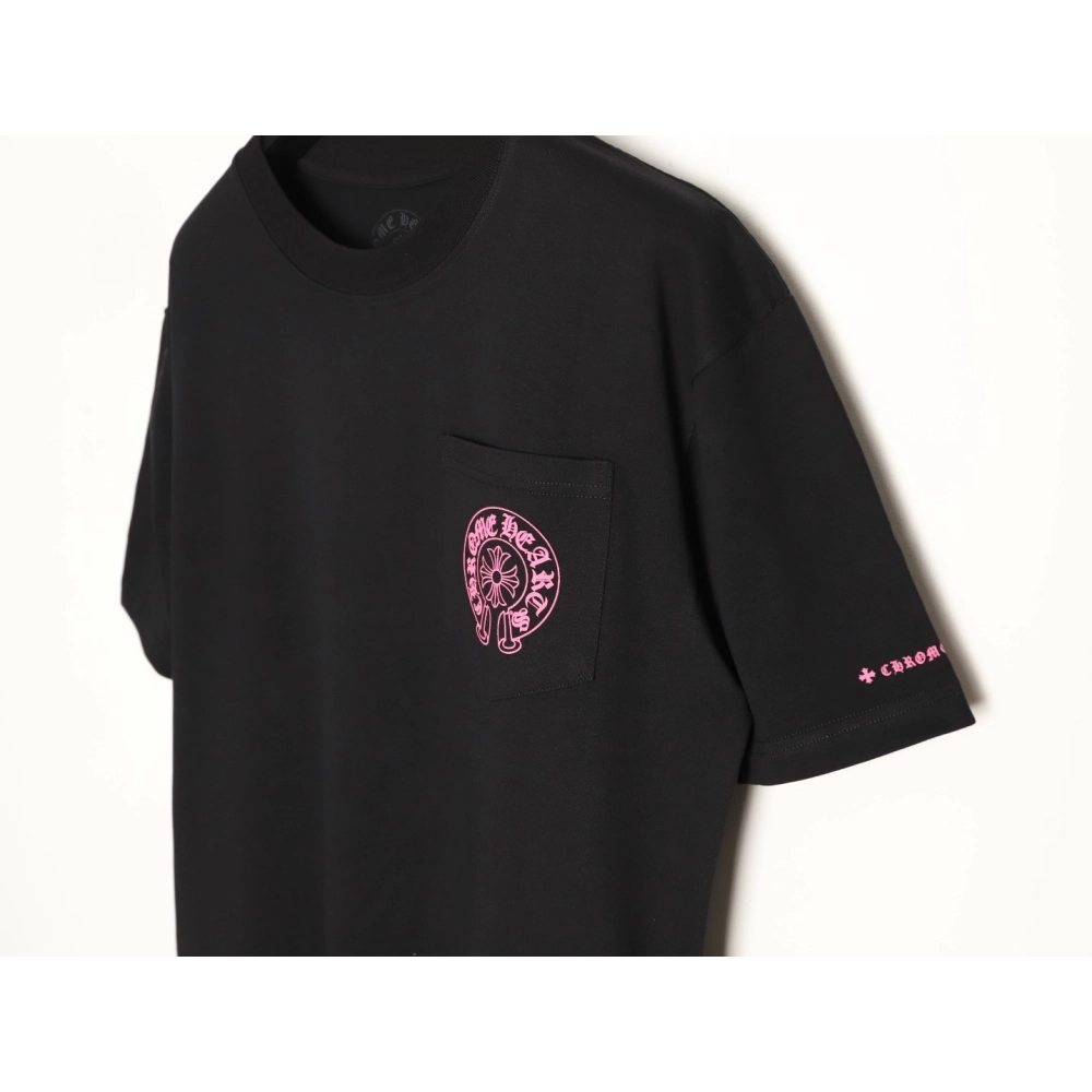 Chrome Hearts Pink Horseshoe Cross Print Short-Sleeve T-Shirt TSK1,Chrome Hearts