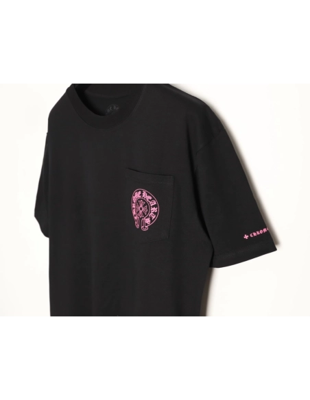 Chrome Hearts Pink Horseshoe Cross Print Short-Sleeve T-Shirt TSK1,Chrome Hearts