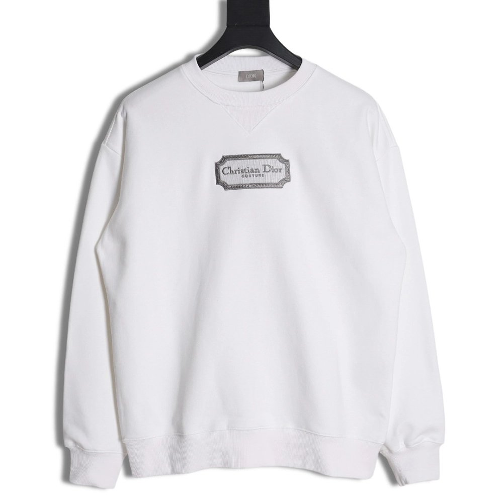 Dior Silver Logo Embroidered Crew Neck Sweatshirt,Dior