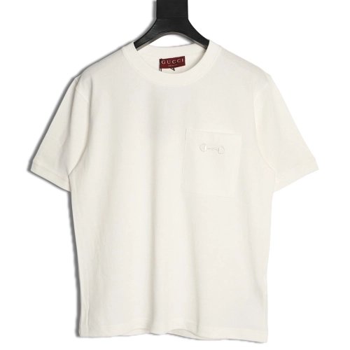 Gucci Two-Tone Horsebit Embroidery Short-Sleeve T-Shirt,Gucci