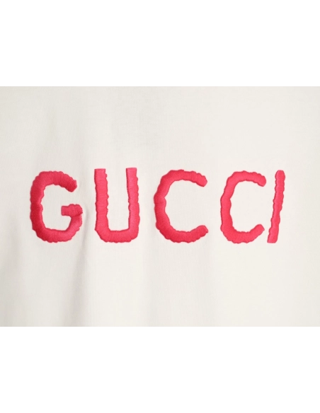 Gucci fluorescent pink logo embroidered short-sleeved shirt,Gucci