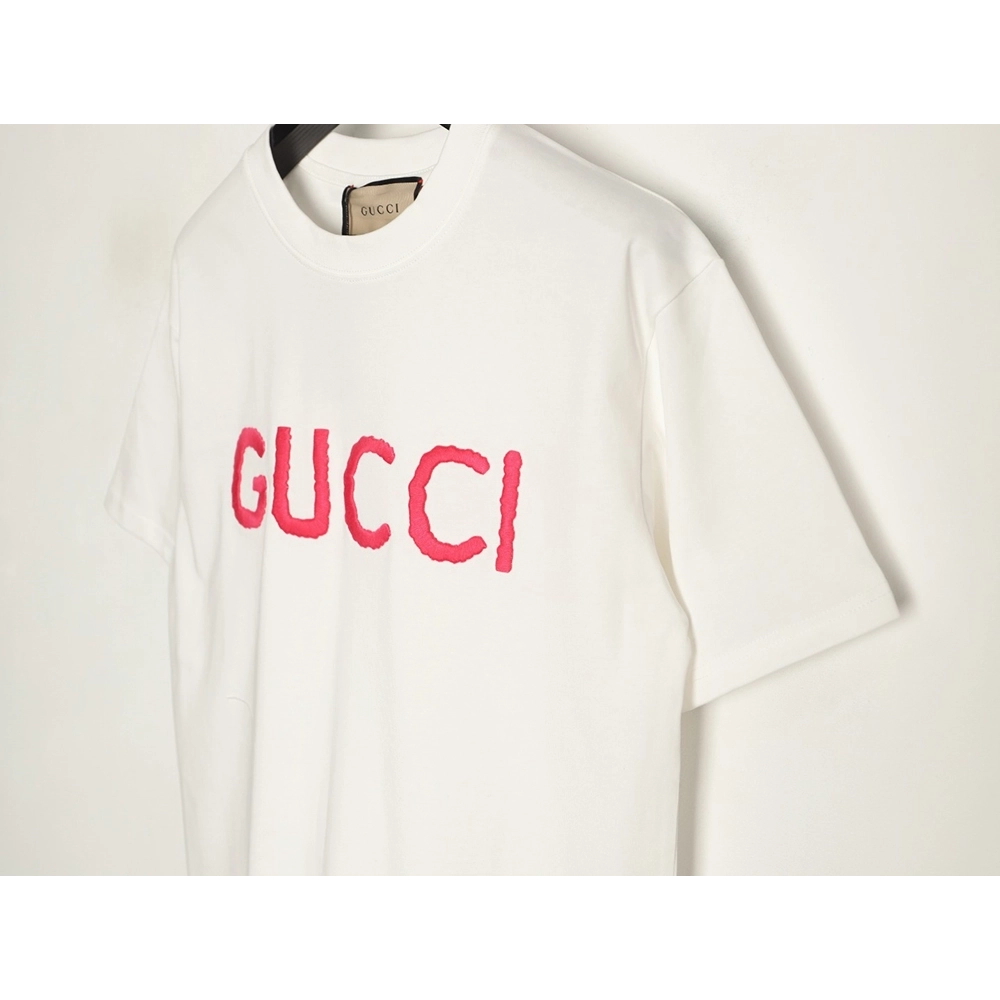 Gucci fluorescent pink logo embroidered short-sleeved shirt,Gucci