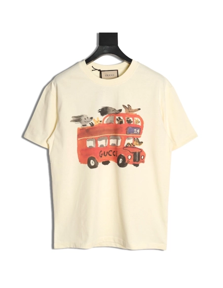 Gucci Animal Bus High-Gram Print Short-Sleeve T-Shirt,Gucci