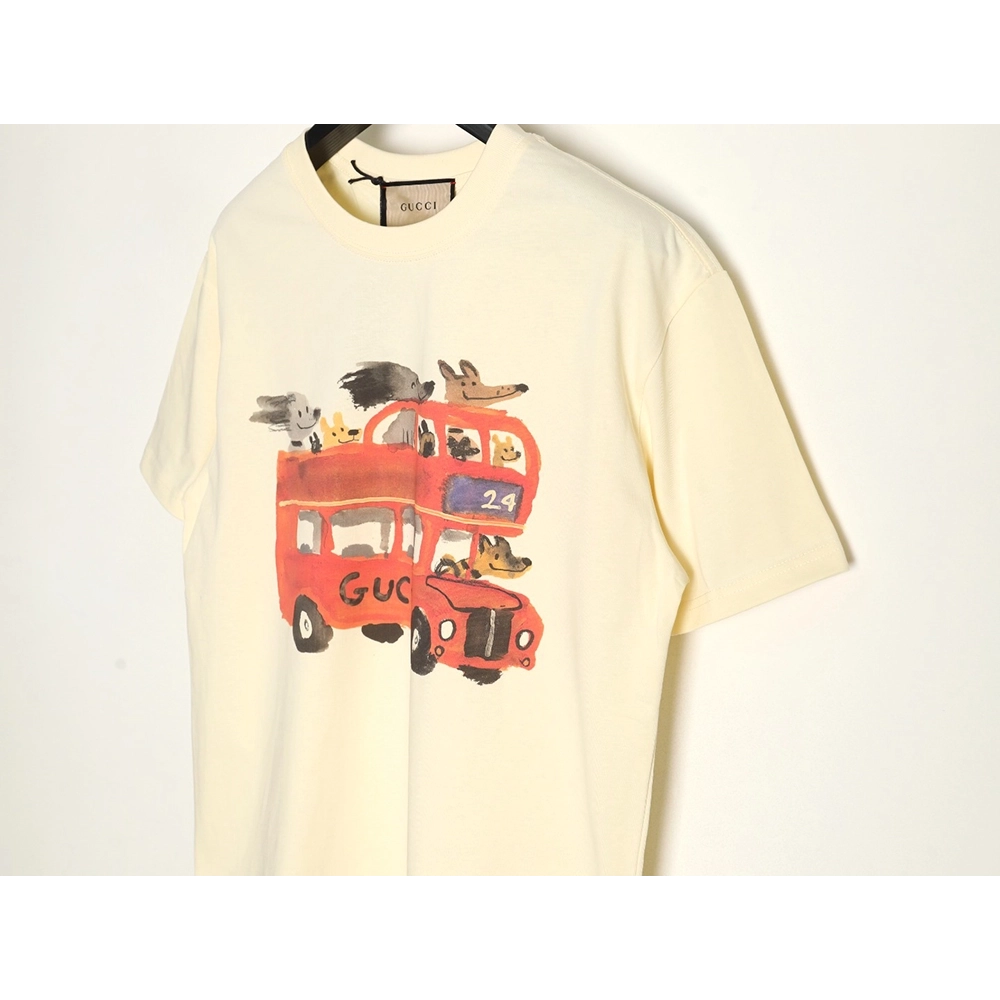 Gucci Animal Bus High-Gram Print Short-Sleeve T-Shirt,Gucci