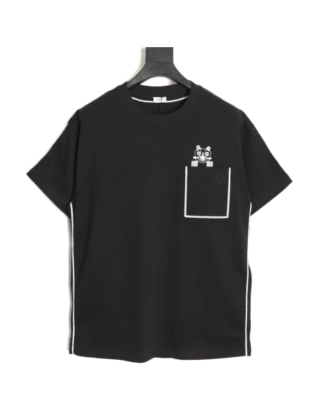 Loewe embroidered cat logo short-sleeved T-shirt TSK1,Loewe
