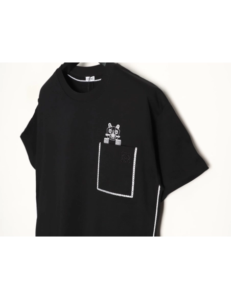 Loewe embroidered cat logo short-sleeved T-shirt TSK1,Loewe