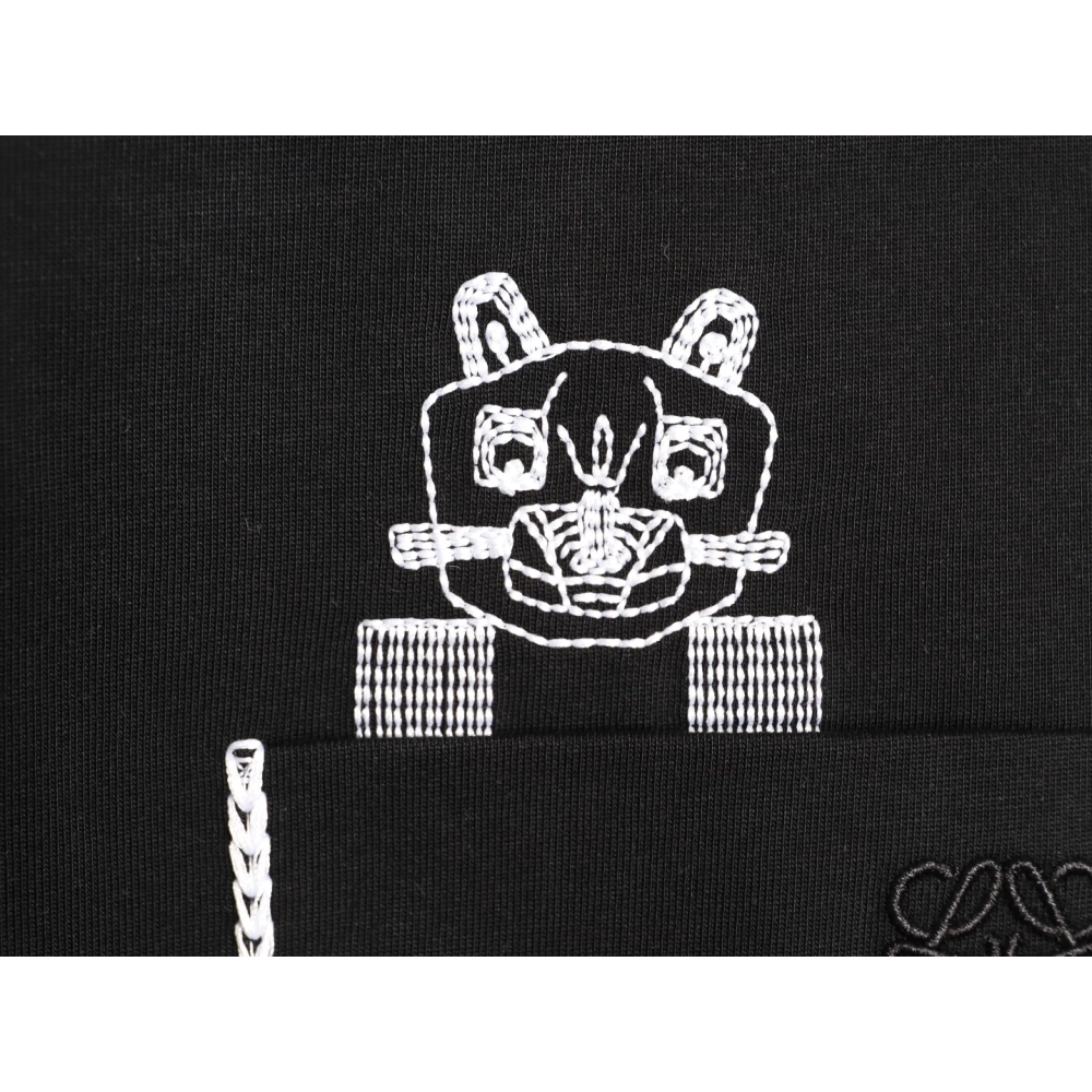 Loewe embroidered cat logo short-sleeved T-shirt TSK1,Loewe