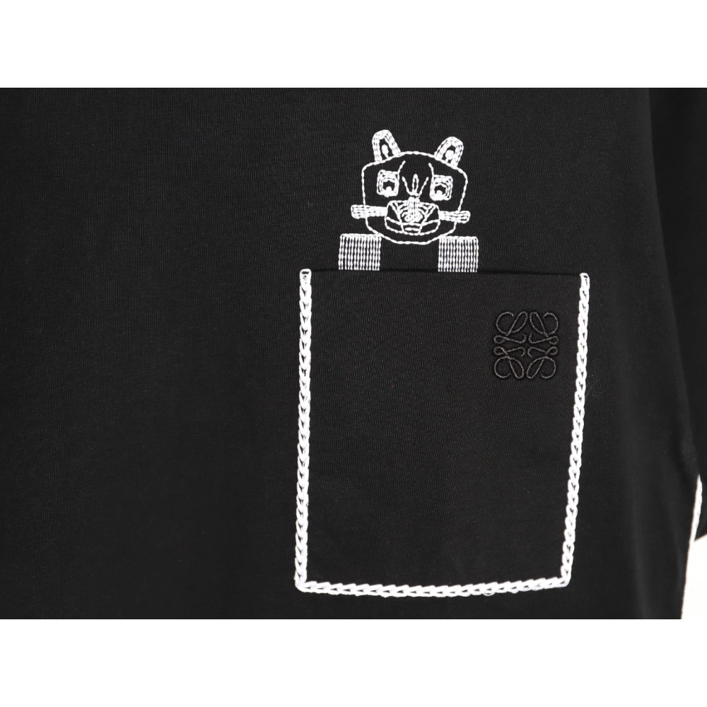 Loewe embroidered cat logo short-sleeved T-shirt TSK1,Loewe