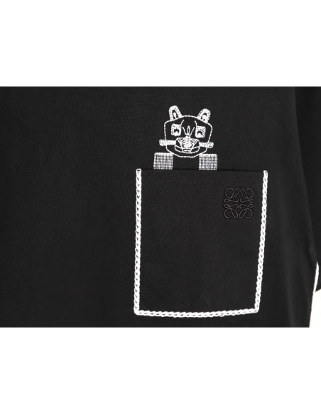 Loewe embroidered cat logo short-sleeved T-shirt TSK1,Loewe