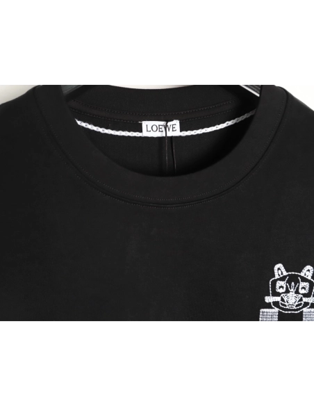 Loewe embroidered cat logo short-sleeved T-shirt TSK1,Loewe