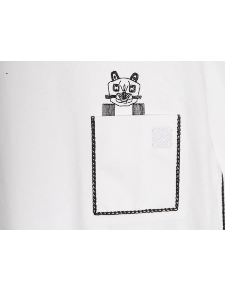 Loewe embroidered cat logo short-sleeved T-shirt,Loewe