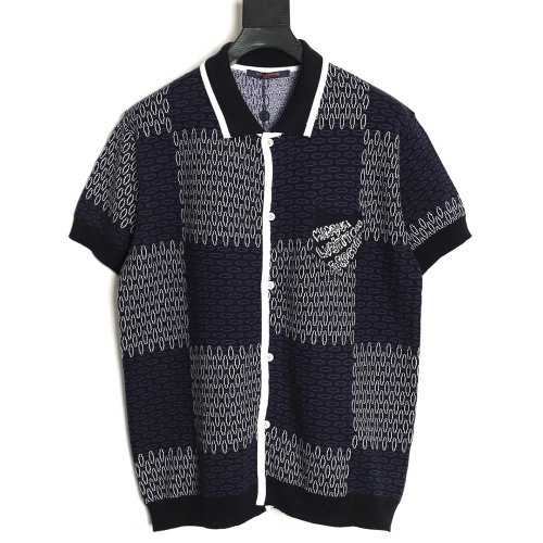 Louis Vuitton Damier Jacquard Knit Short-Sleeve Cardigan,Louis Vuitton
