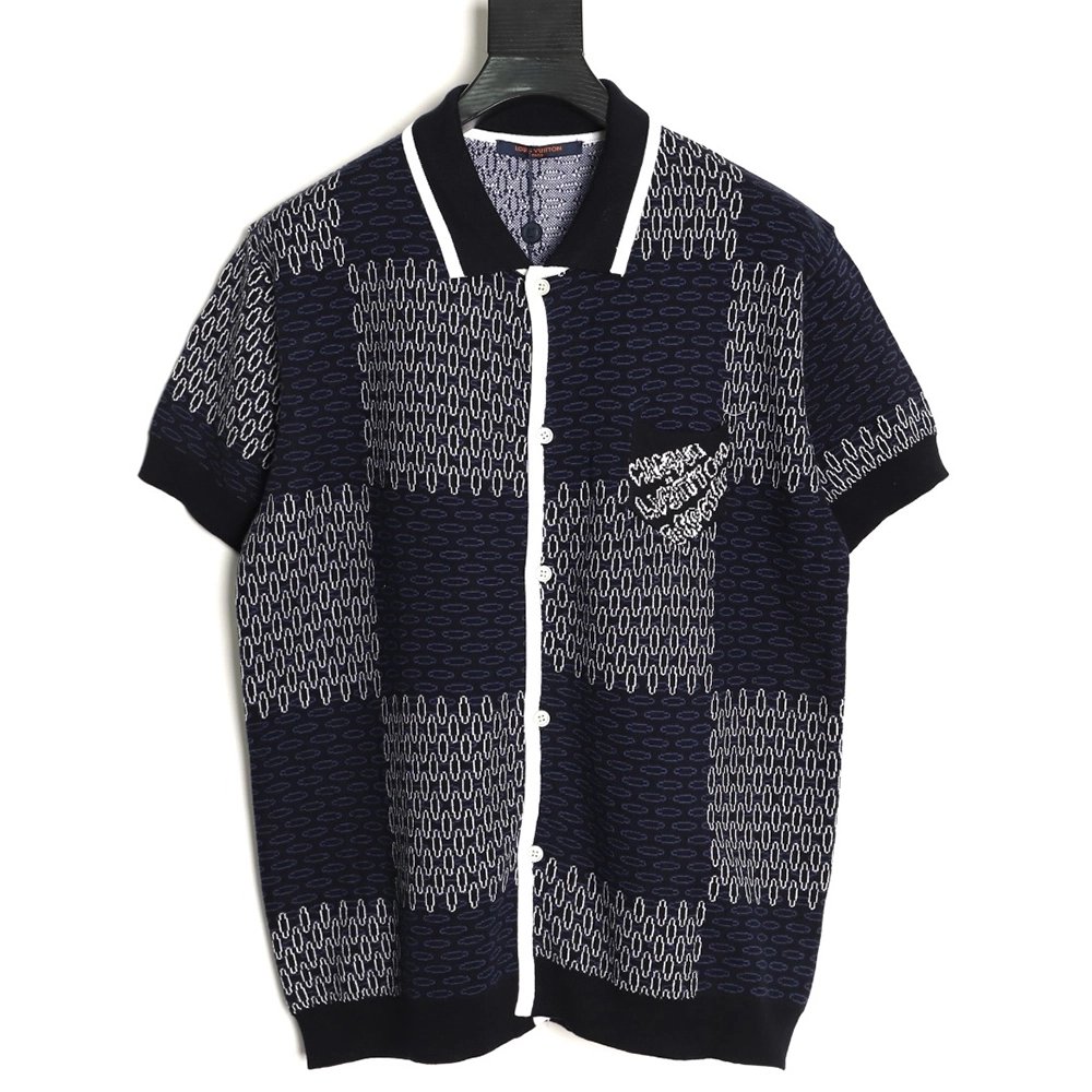 Louis Vuitton Damier Jacquard Knit Short-Sleeve Cardigan,Louis Vuitton