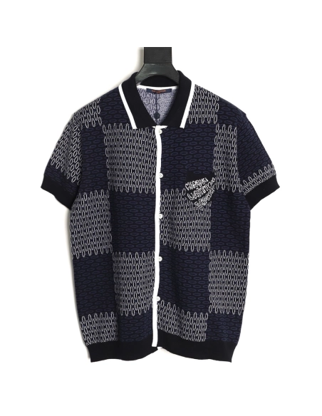 Louis Vuitton Damier Jacquard Knit Short-Sleeve Cardigan,Louis Vuitton