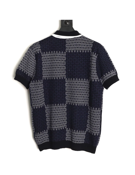 Louis Vuitton Damier Jacquard Knit Short-Sleeve Cardigan,Louis Vuitton