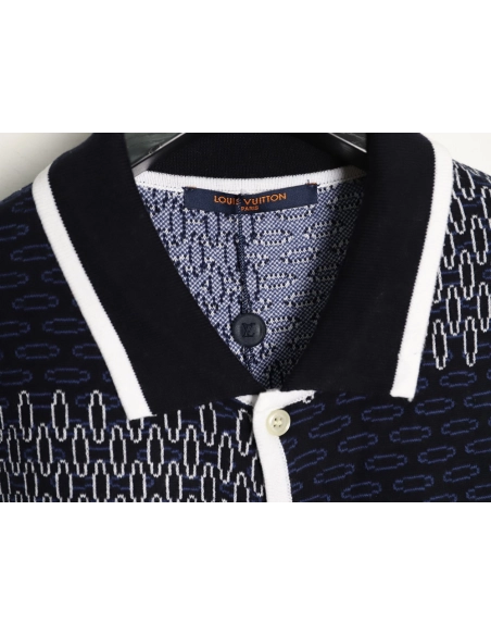 Louis Vuitton Damier Jacquard Knit Short-Sleeve Cardigan,Louis Vuitton