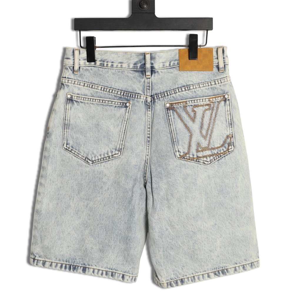 Louis Vuitton embroidered pocket logo denim shorts,Louis Vuitton