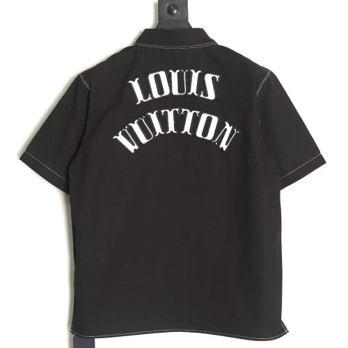 Louis Vuitton Dice Letter Embroidered Short-Sleeve Shirt,Louis Vuitton