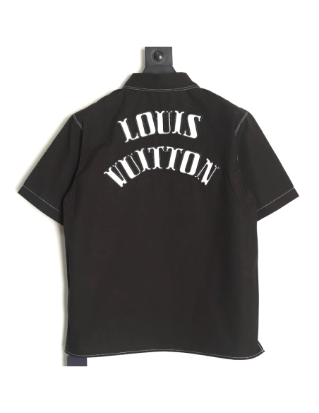 Louis Vuitton Dice Letter Embroidered Short-Sleeve Shirt,Louis Vuitton