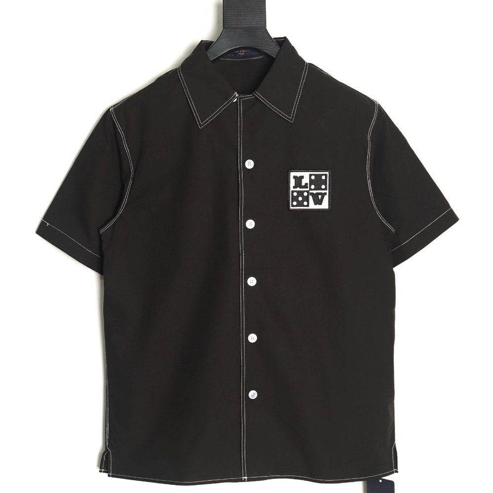 Louis Vuitton Dice Letter Embroidered Short-Sleeve Shirt,Louis Vuitton
