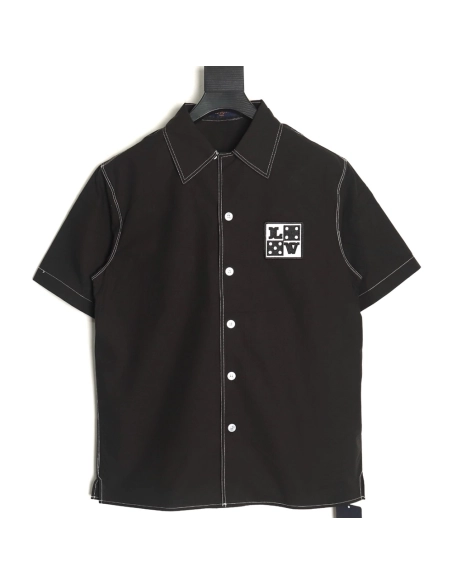 Louis Vuitton Dice Letter Embroidered Short-Sleeve Shirt,Louis Vuitton