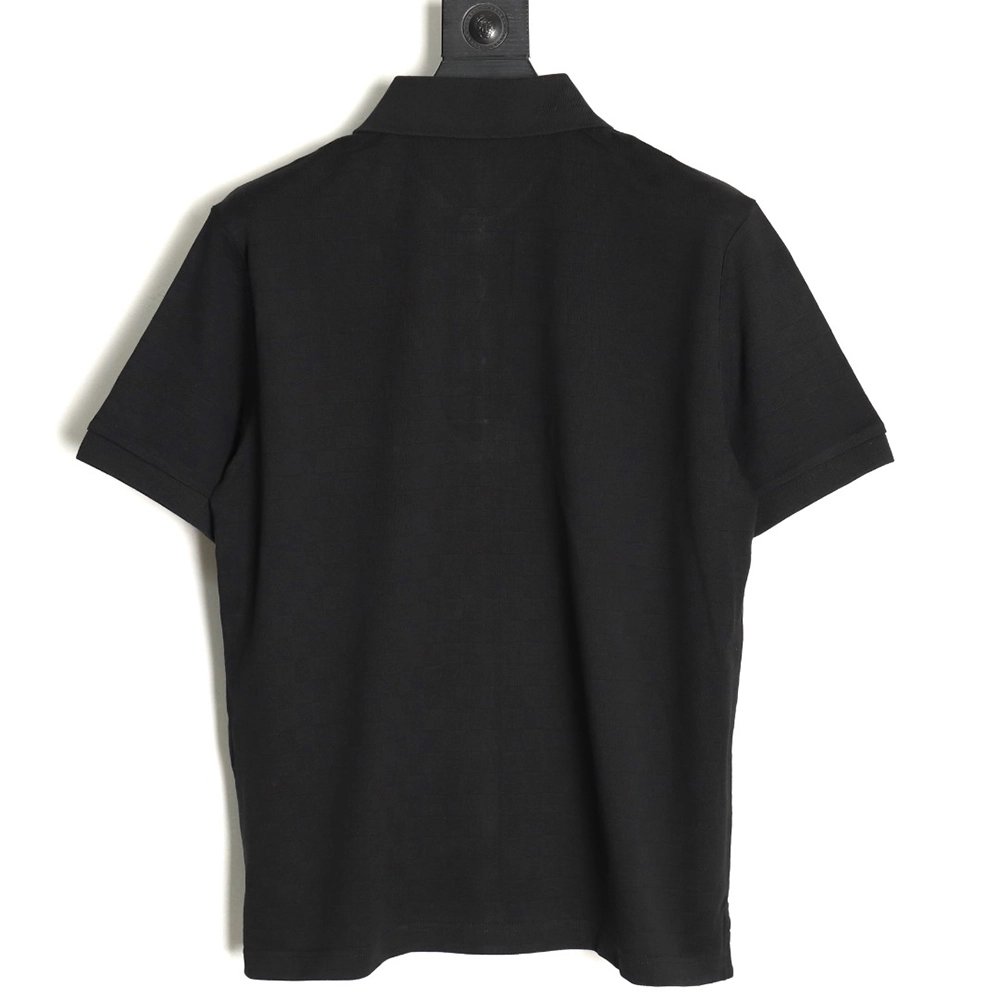 Louis Vuitton Pearl Button Checkered Embroidered Short-Sleeve Polo Shirt TSK1,Louis Vuitton