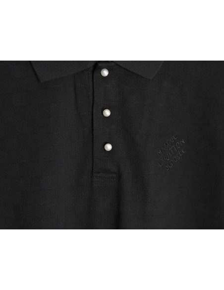 Louis Vuitton Pearl Button Checkered Embroidered Short-Sleeve Polo Shirt TSK1,Louis Vuitton