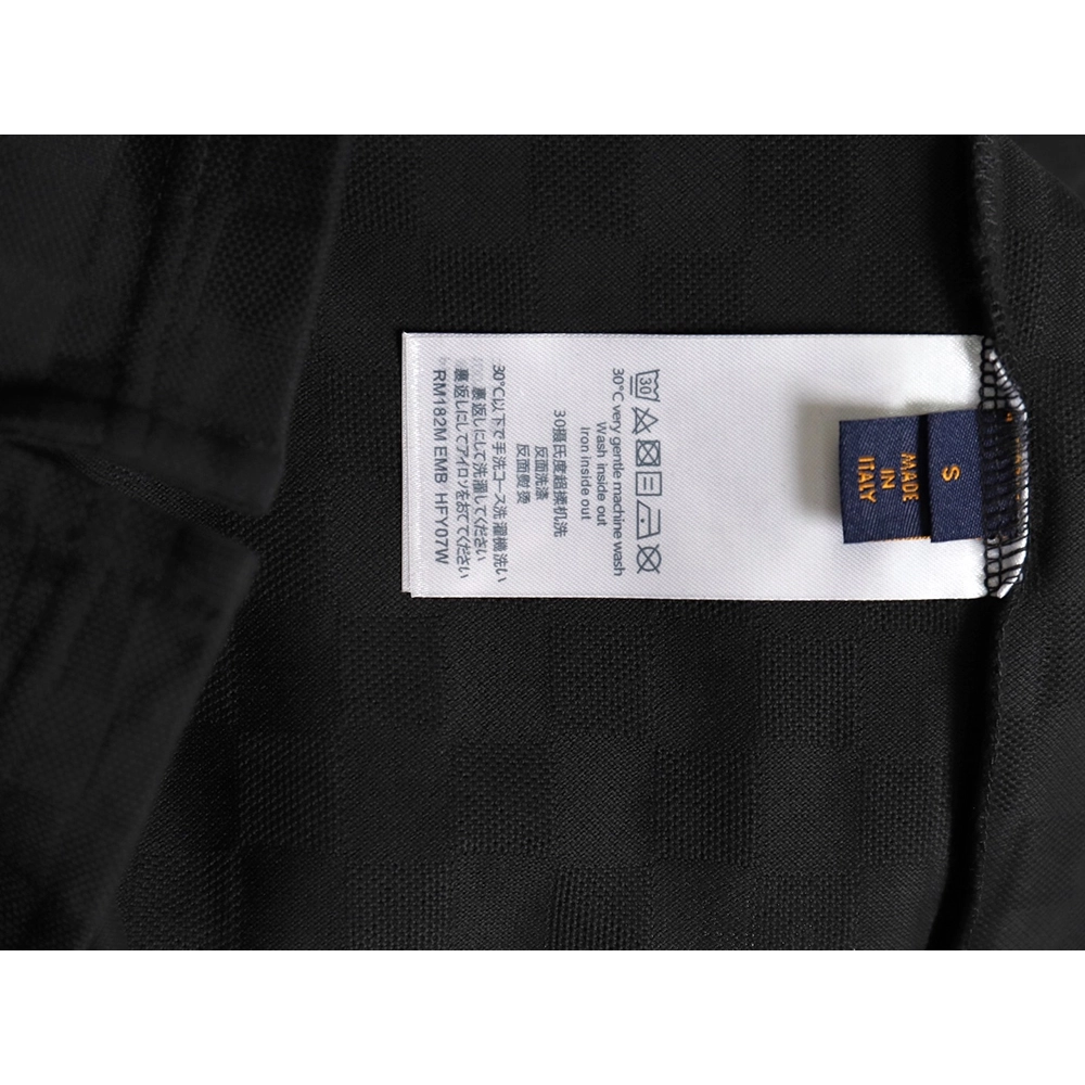 Louis Vuitton Pearl Button Checkered Embroidered Short-Sleeve Polo Shirt TSK1,Louis Vuitton