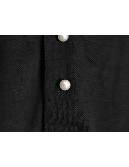 Louis Vuitton Pearl Button Checkered Embroidered Short-Sleeve Polo Shirt TSK1,Louis Vuitton