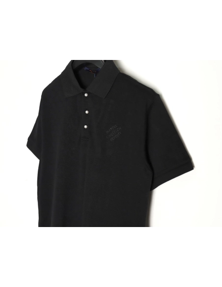Louis Vuitton Pearl Button Checkered Embroidered Short-Sleeve Polo Shirt TSK1,Louis Vuitton