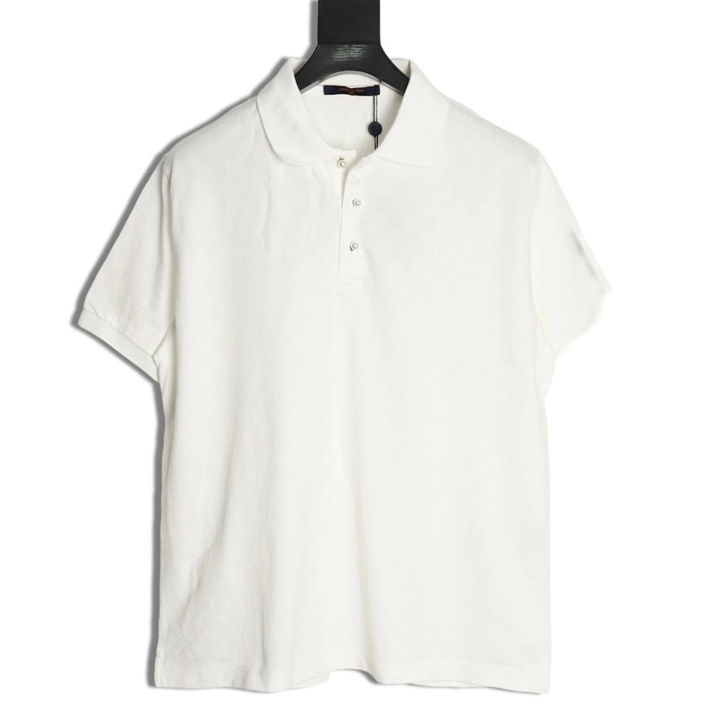 Louis Vuitton Pearl Button Checkered Embroidered Short-Sleeve Polo Shirt,Louis Vuitton