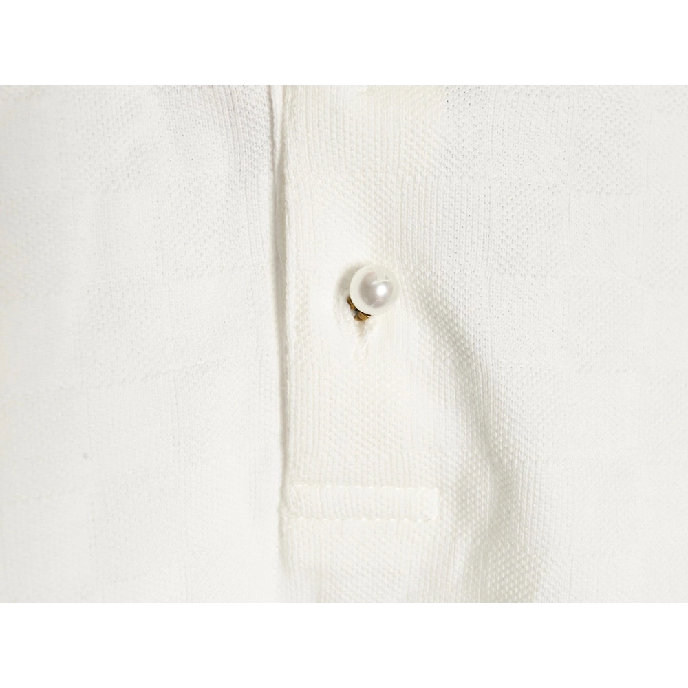 Louis Vuitton Pearl Button Checkered Embroidered Short-Sleeve Polo Shirt,Louis Vuitton