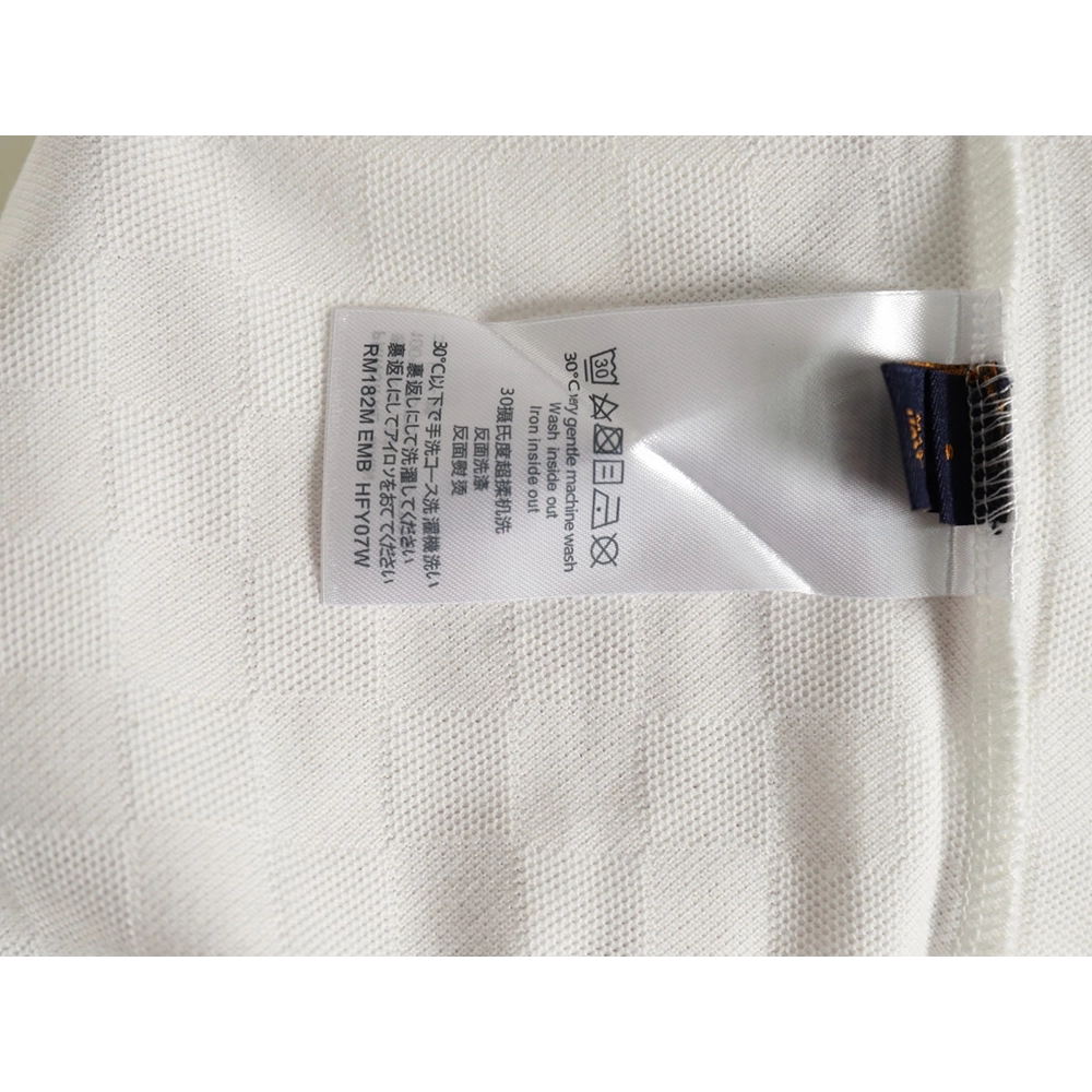 Louis Vuitton Pearl Button Checkered Embroidered Short-Sleeve Polo Shirt,Louis Vuitton