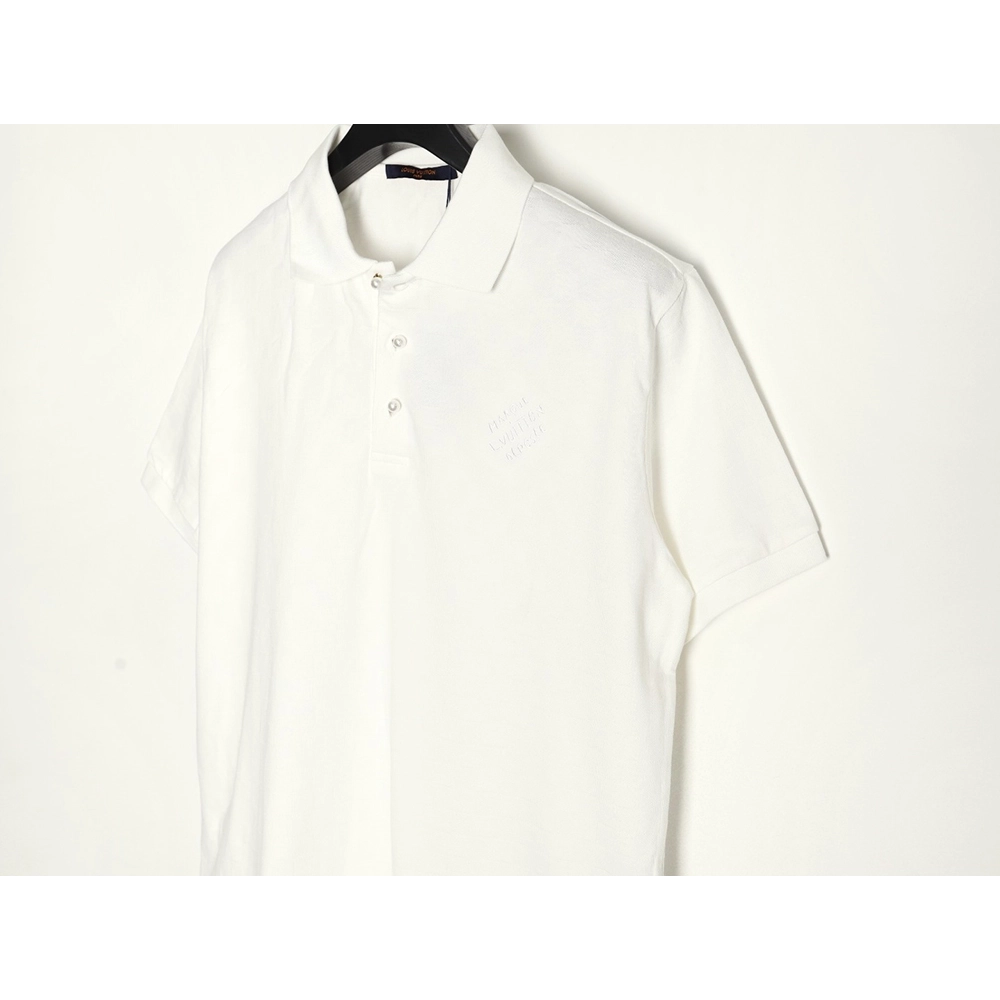 Louis Vuitton Pearl Button Checkered Embroidered Short-Sleeve Polo Shirt,Louis Vuitton