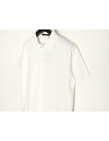 Louis Vuitton Pearl Button Checkered Embroidered Short-Sleeve Polo Shirt,Louis Vuitton