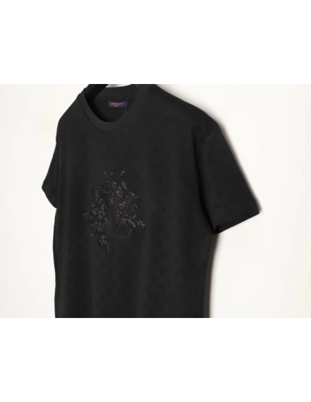 Louis Vuitton Bouquet Embroidery Short-Sleeve T-Shirt,Louis Vuitton